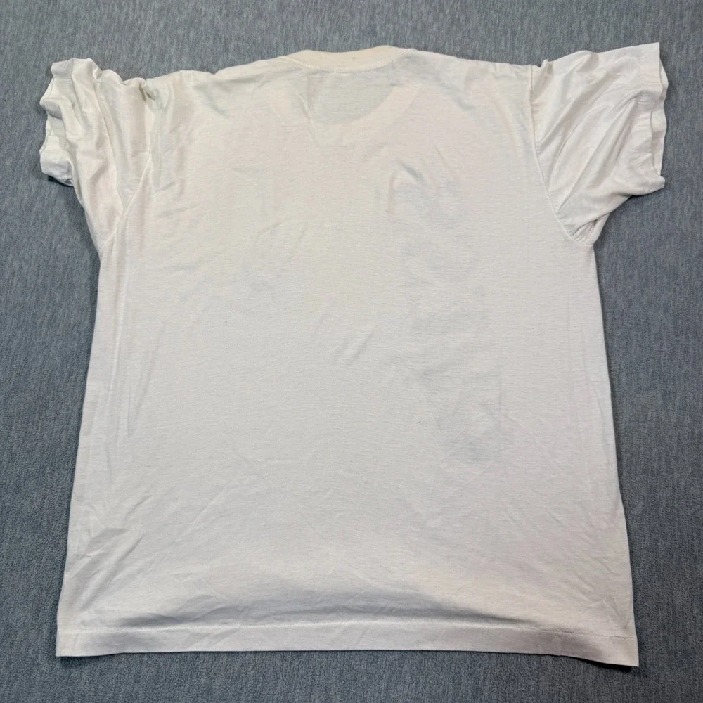 Guess T-Shirt Men Small White Neon Pink Green Vertical Spell Out Vintage 90s Tee - Picture 6 of 7
